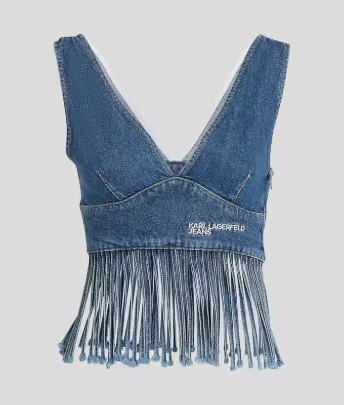 DENIM TOP MET FRANJES