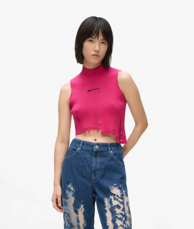 Distressed gebreide top
