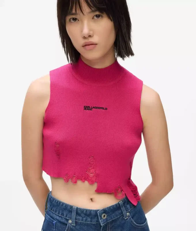 Distressed gebreide top