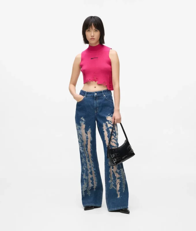Distressed gebreide top