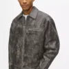 Distressed jas van imitatieleer