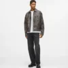 Distressed jas van imitatieleer