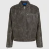 Distressed jas van imitatieleer