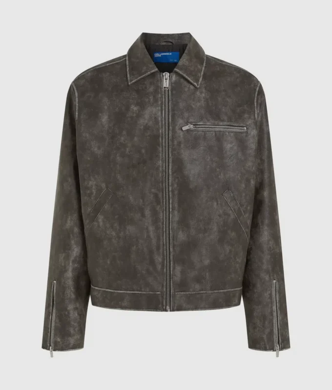Distressed jas van imitatieleer