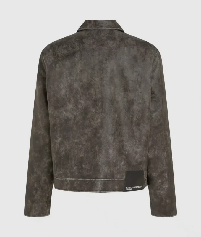 Distressed jas van imitatieleer