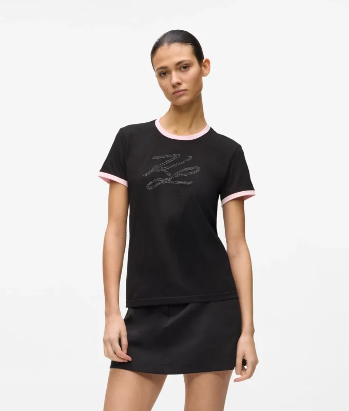 Exclusief T-shirt met strass-autograaf