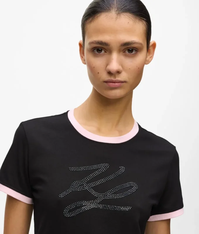 Exclusief T-shirt met strass-autograaf