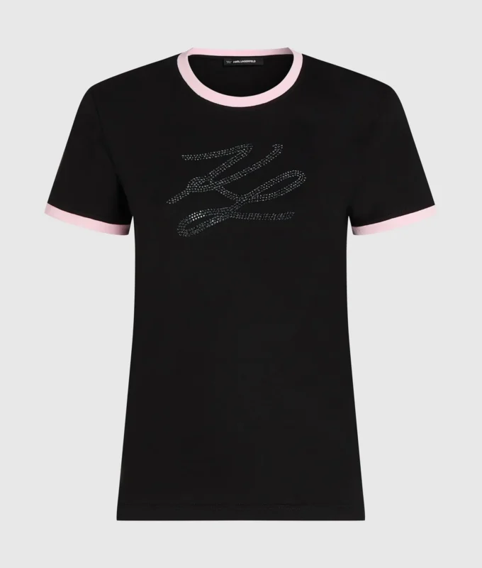 Exclusief T-shirt met strass-autograaf