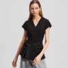 FABRIC MIX V-HALS TOP