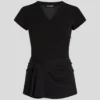 FABRIC MIX V-HALS TOP