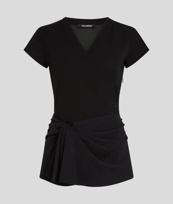 FABRIC MIX V-HALS TOP