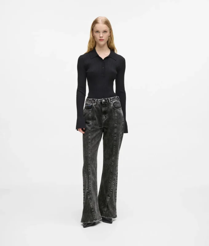 Flared jeans met hoge taille en naden