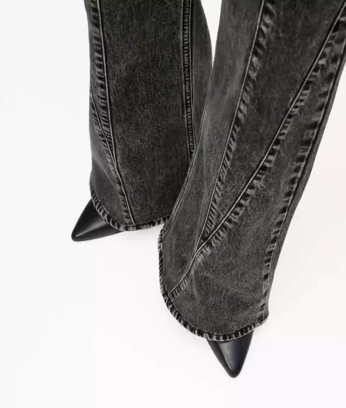 Flared jeans met hoge taille en naden