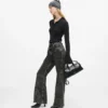 Flared jeans met hoge taille en naden