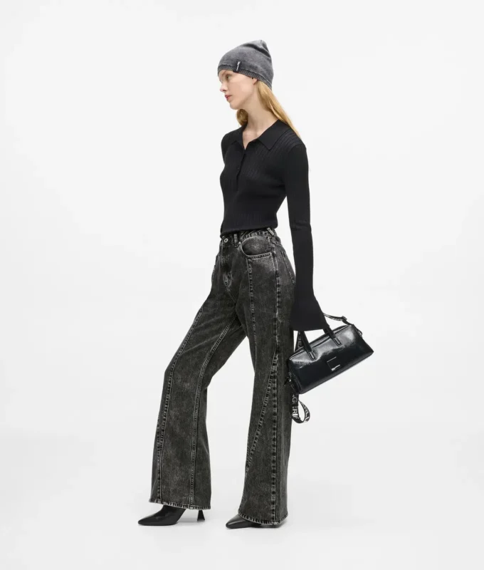 Flared jeans met hoge taille en naden