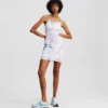 FLORAL-PRINT MESH DRESS