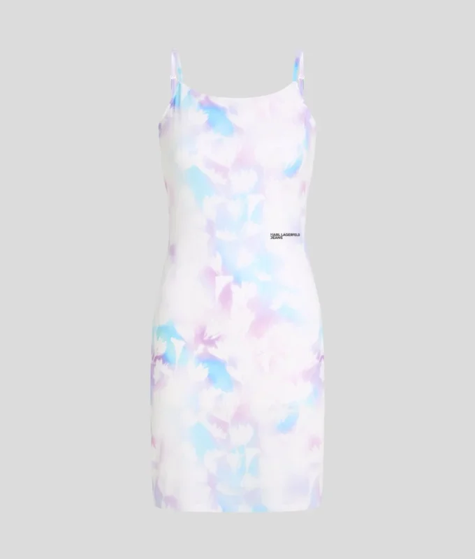 FLORAL-PRINT MESH DRESS