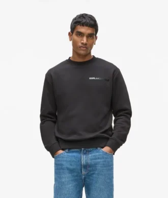Fluwelen sweatshirt met ronde hals en logo