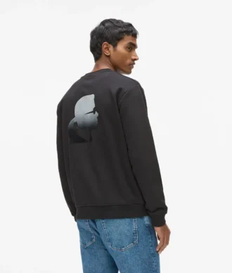 Fluwelen sweatshirt met ronde hals en logo