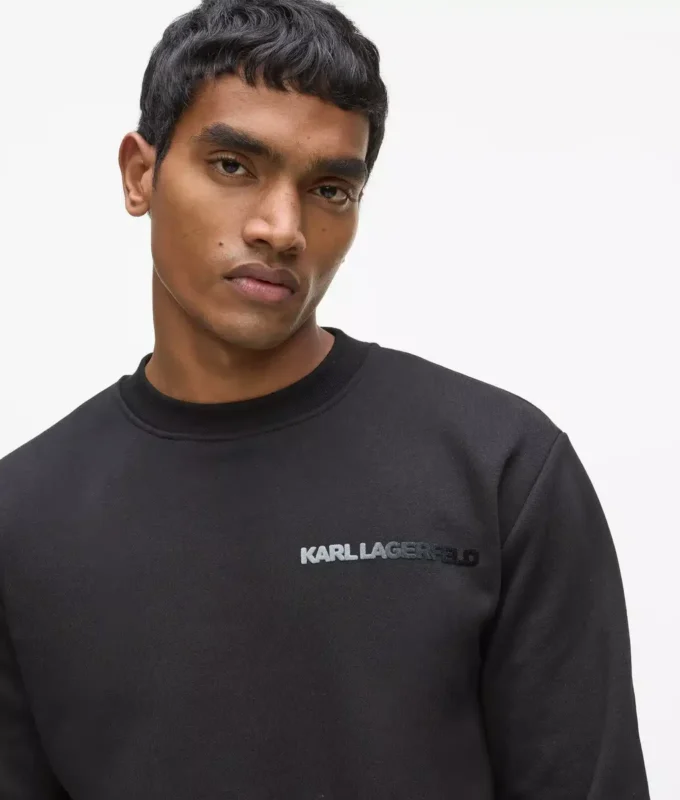 Fluwelen sweatshirt met ronde hals en logo