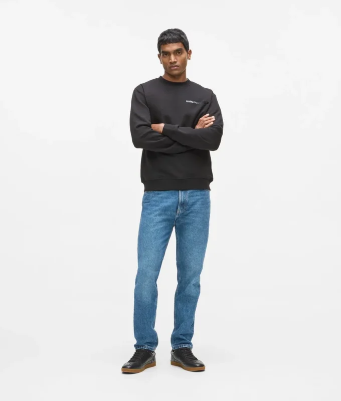 Fluwelen sweatshirt met ronde hals en logo