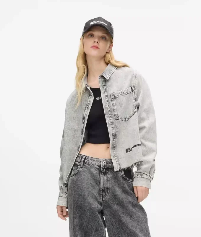 Gebleekt denim overhemd