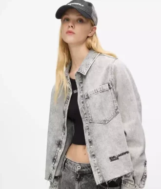 Gebleekt denim overhemd