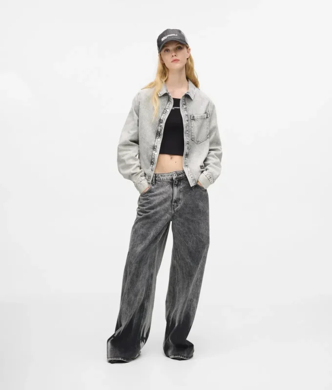 Gebleekt denim overhemd