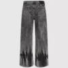 Gebleekte laag uitgesneden jeans met wijde pijpen
