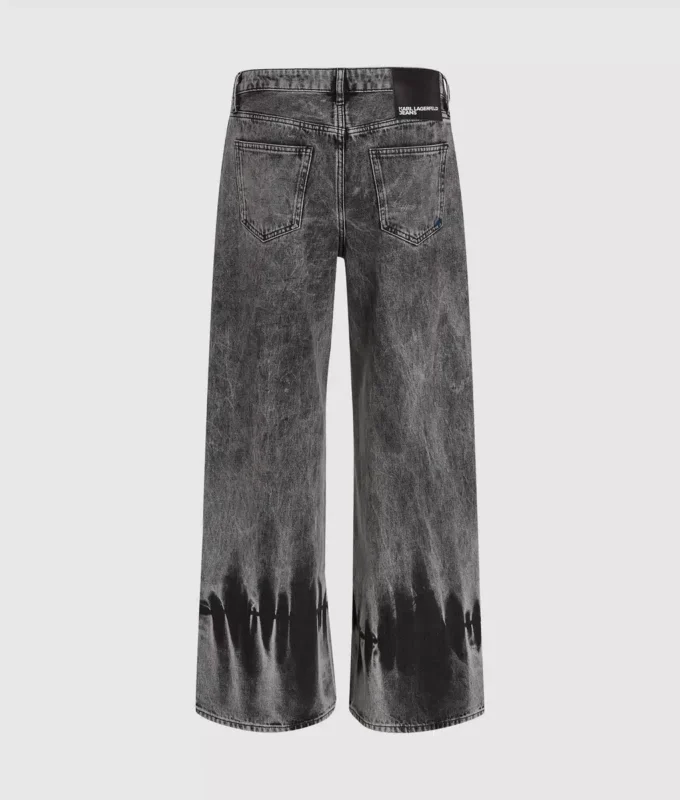 Gebleekte laag uitgesneden jeans met wijde pijpen
