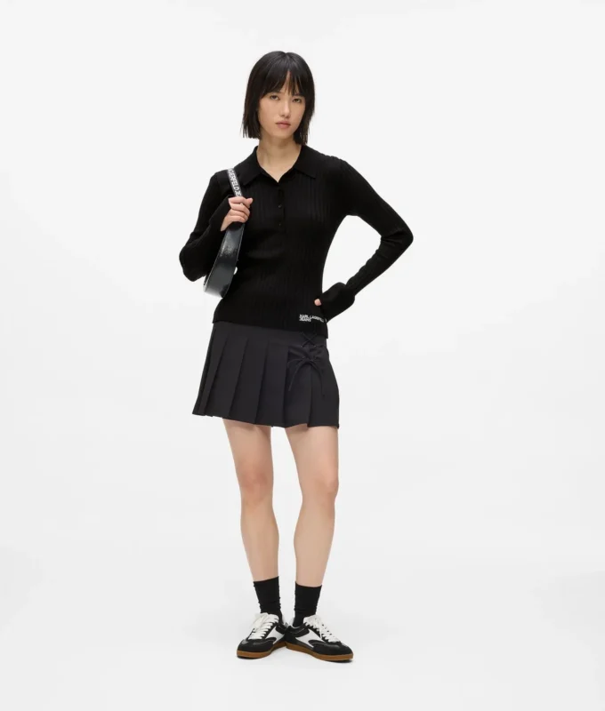 Gebreid poloshirt met lange mouwen