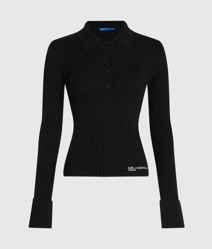 Gebreid poloshirt met lange mouwen