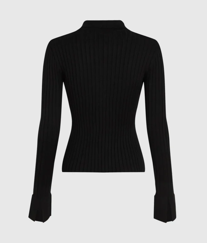 Gebreid poloshirt met lange mouwen