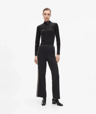 Gebreide broek met bouclé-details