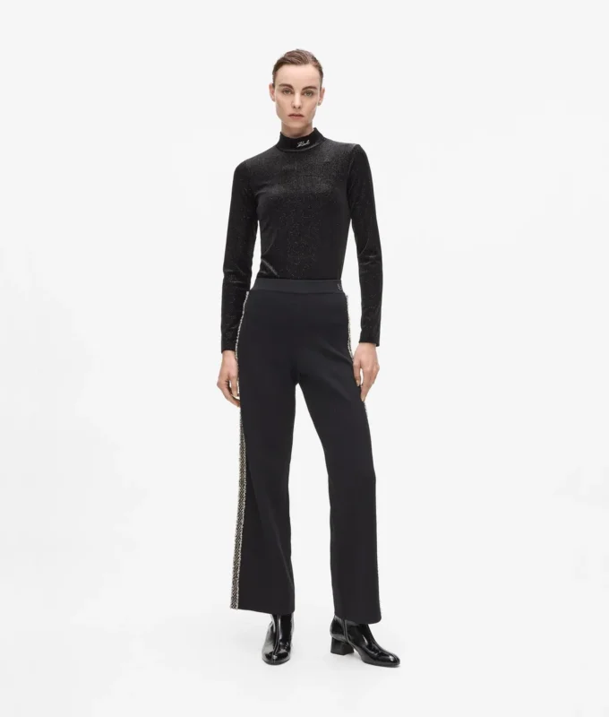 Gebreide broek met bouclé-details