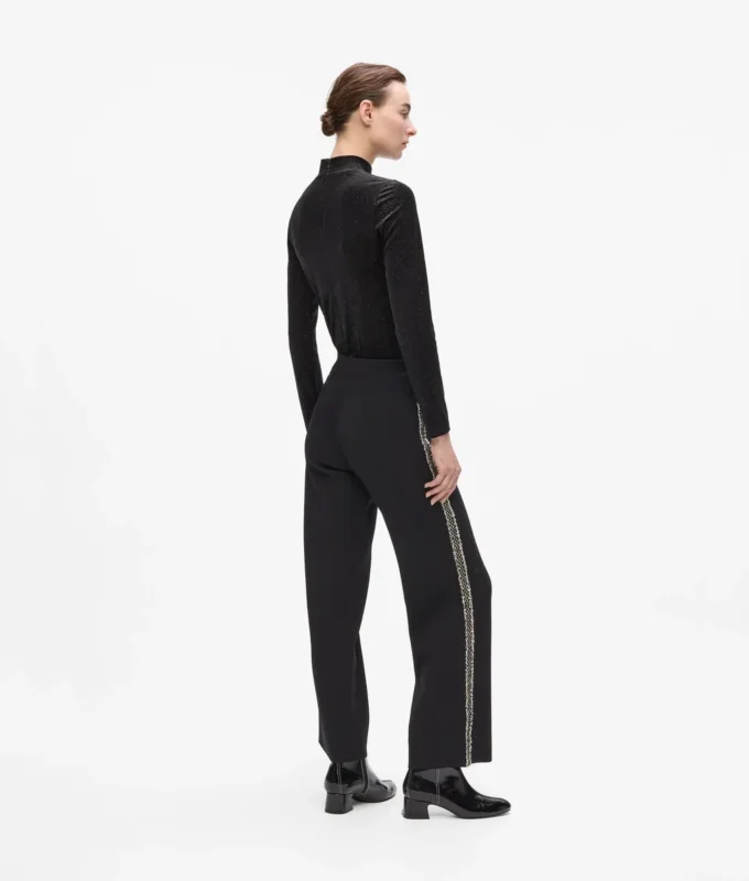 Gebreide broek met bouclé-details