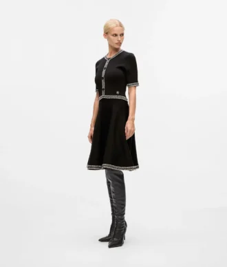 Gebreide jurk met bouclé-details