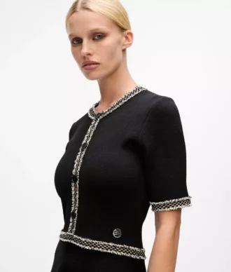 Gebreide jurk met bouclé-details