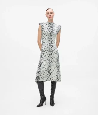 Gebreide jurk met sneeuwluipaardprint