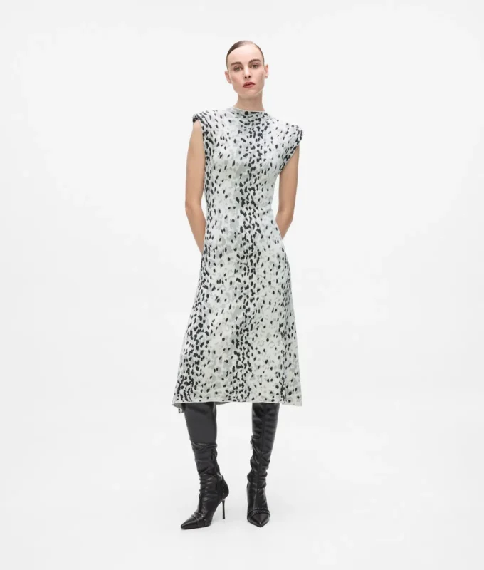 Gebreide jurk met sneeuwluipaardprint
