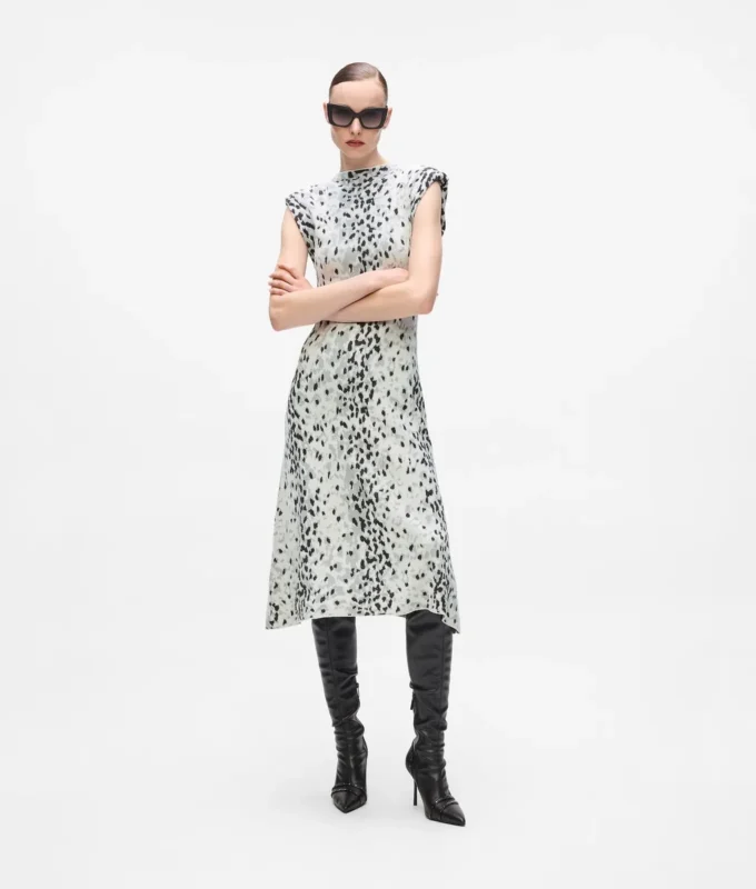 Gebreide jurk met sneeuwluipaardprint