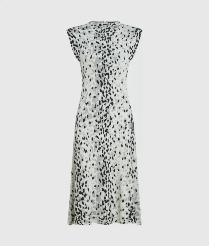 Gebreide jurk met sneeuwluipaardprint