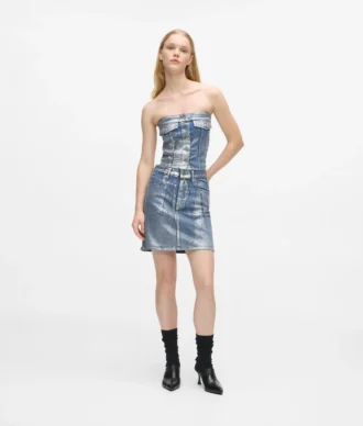 Gecoate denim minirok