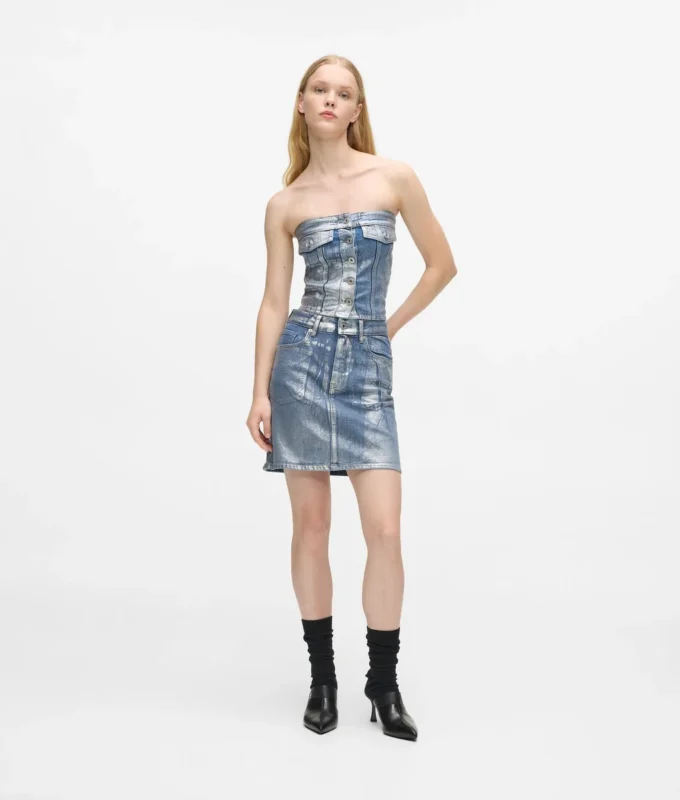 Gecoate denim minirok