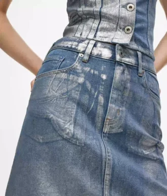 Gecoate denim minirok