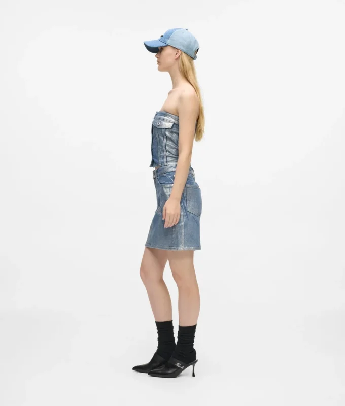 Gecoate denim minirok