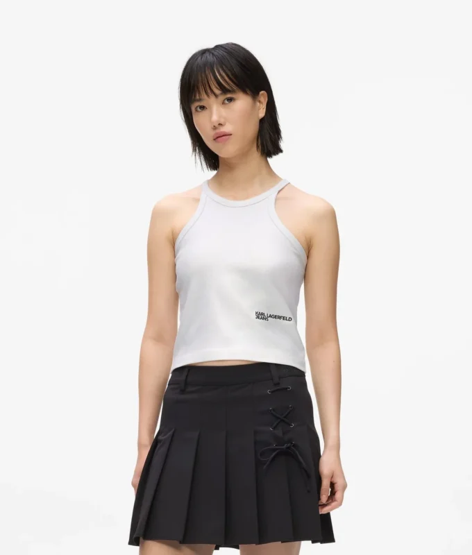 Gecoate geribde tanktop
