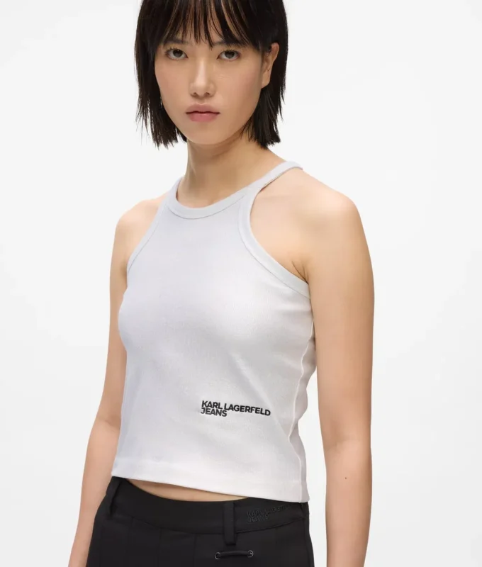 Gecoate geribde tanktop