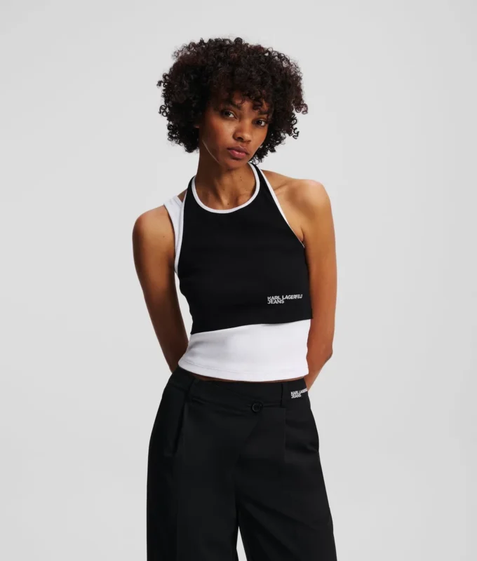 GELAAGDE GERIBBELDE TANKTOP