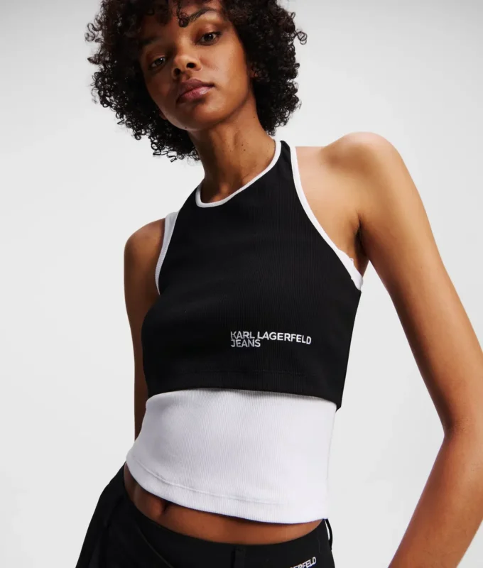 GELAAGDE GERIBBELDE TANKTOP